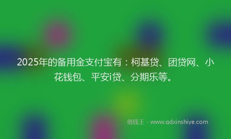 2025年的备用金支付宝有：柯基贷、团贷网、小花钱包、平安i贷、分期乐等。