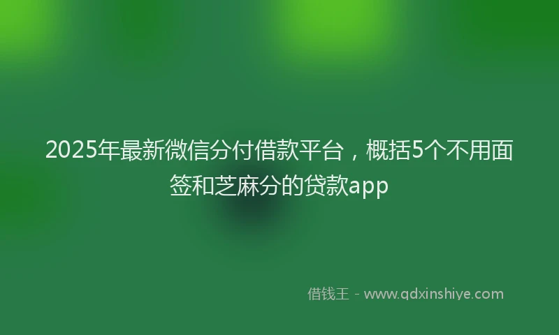 2025年最新微信分付借款平台，概括5个不用面签和芝麻分的贷款app