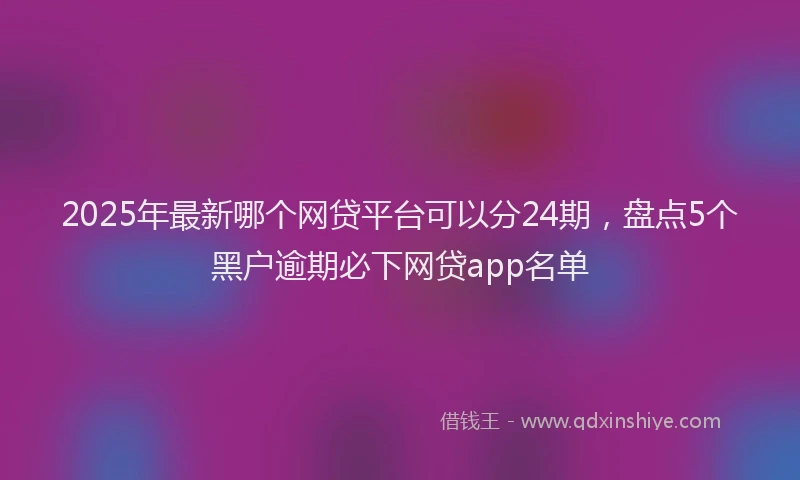 2025年最新哪个网贷平台可以分24期，盘点5个黑户逾期必下网贷app名单