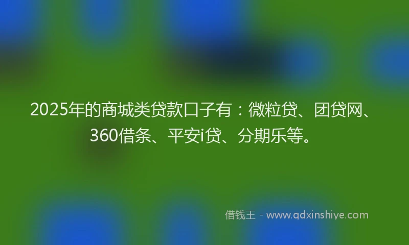 2025年的商城类贷款口子有：微粒贷、团贷网、360借条、平安i贷、分期乐等。