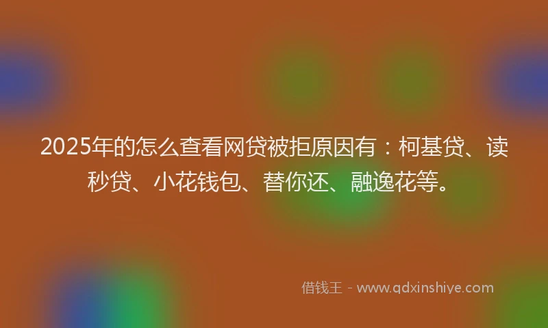 2025年的怎么查看网贷被拒原因有：柯基贷、读秒贷、小花钱包、替你还、融逸花等。
