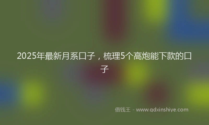 2025年最新月系口子，梳理5个高炮能下款的口子