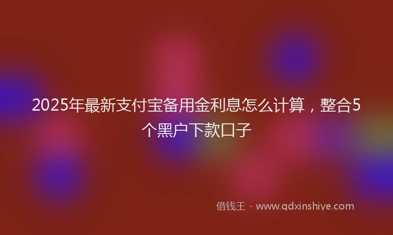 2025年最新支付宝备用金利息怎么计算，整合5个黑户下款口子