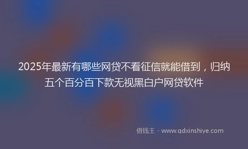 2025年最新有哪些网贷不看征信就能借到，归纳五个百分百下款无视黑白户网贷软件