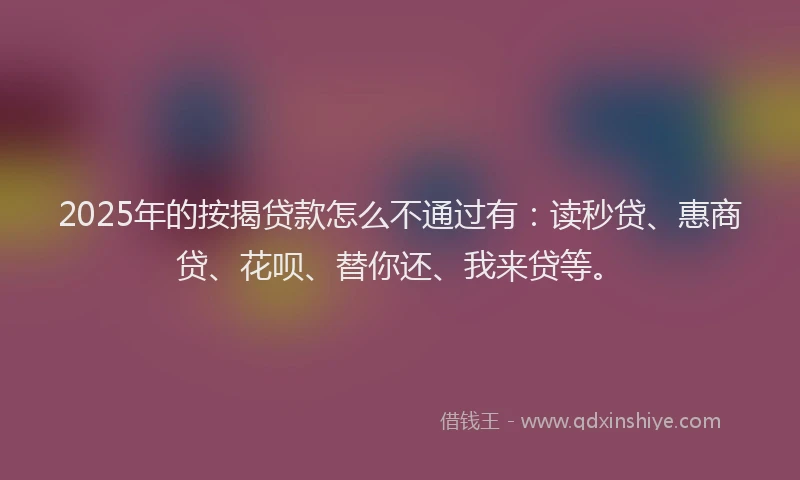 2025年的按揭贷款怎么不通过有：读秒贷、惠商贷、花呗、替你还、我来贷等。