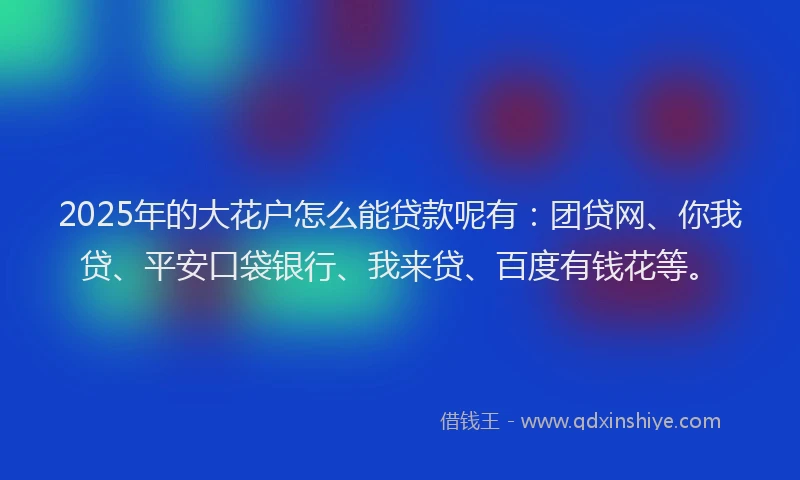 2025年的大花户怎么能贷款呢有：团贷网、你我贷、平安口袋银行、我来贷、百度有钱花等。