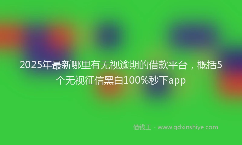 2025年最新哪里有无视逾期的借款平台，概括5个无视征信黑白100%秒下app