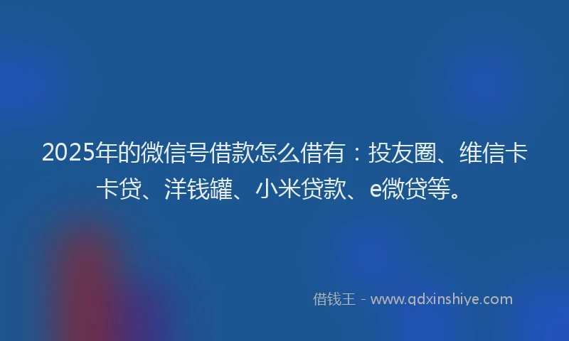 2025年的微信号借款怎么借有：投友圈、维信卡卡贷、洋钱罐、小米贷款、e微贷等。