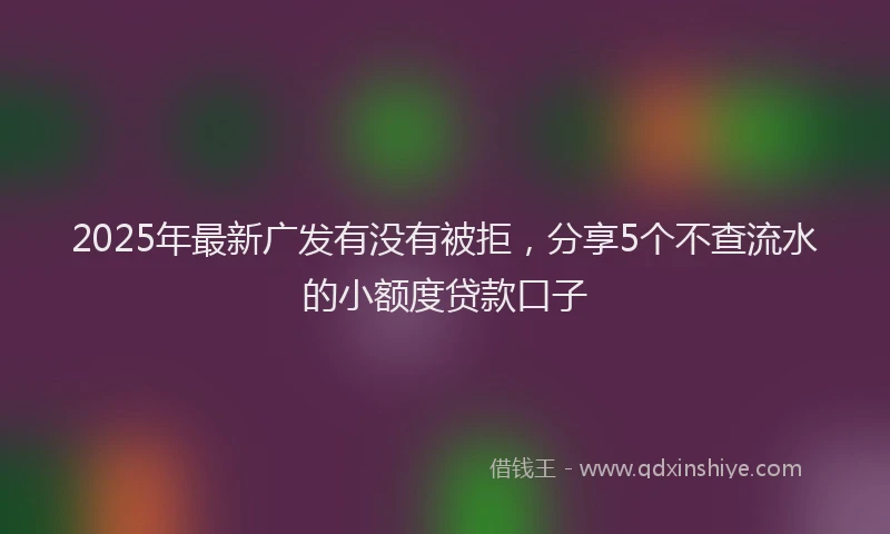 2025年最新广发有没有被拒，分享5个不查流水的小额度贷款口子