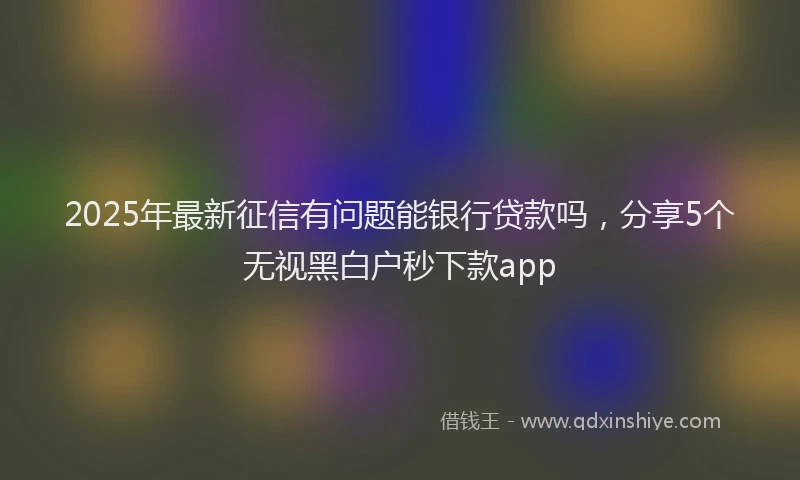 2025年最新征信有问题能银行贷款吗，分享5个无视黑白户秒下款app