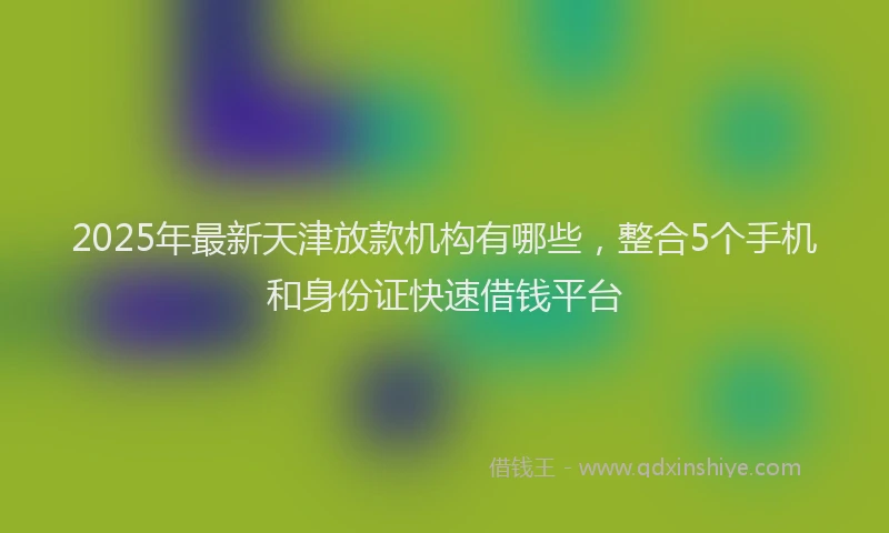 2025年最新天津放款机构有哪些，整合5个手机和身份证快速借钱平台