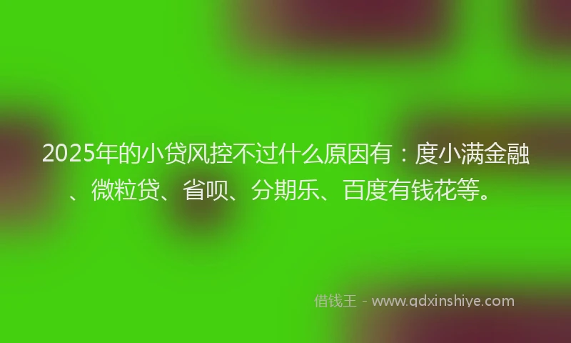 2025年的小贷风控不过什么原因有：度小满金融、微粒贷、省呗、分期乐、百度有钱花等。