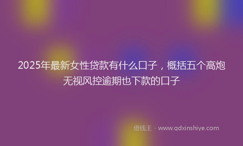 2025年最新女性贷款有什么口子，概括五个高炮无视风控逾期也下款的口子