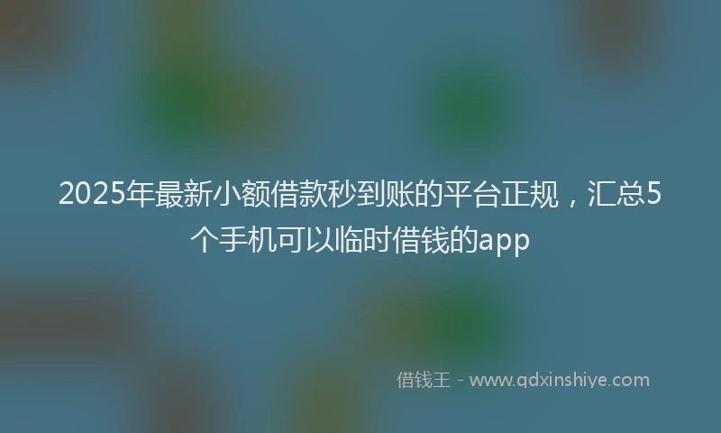2025年最新小额借款秒到账的平台正规，汇总5个手机可以临时借钱的app