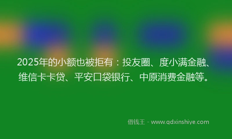 2025年的小额也被拒有：投友圈、度小满金融、维信卡卡贷、平安口袋银行、中原消费金融等。