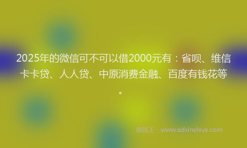 2025年的微信可不可以借2000元有：省呗、维信卡卡贷、人人贷、中原消费金融、百度有钱花等。