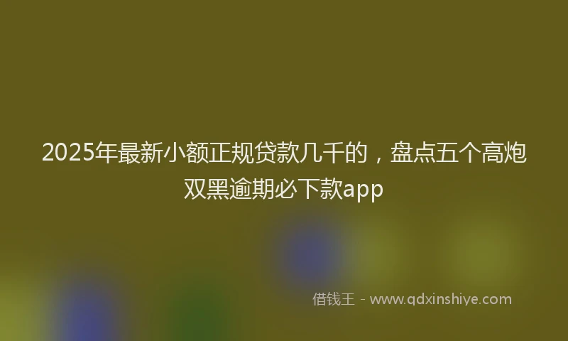 2025年最新小额正规贷款几千的，盘点五个高炮双黑逾期必下款app