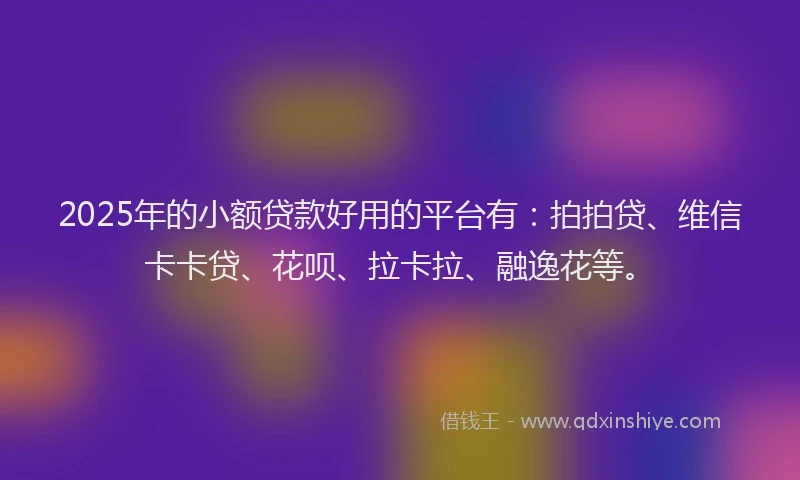 2025年的小额贷款好用的平台有：拍拍贷、维信卡卡贷、花呗、拉卡拉、融逸花等。