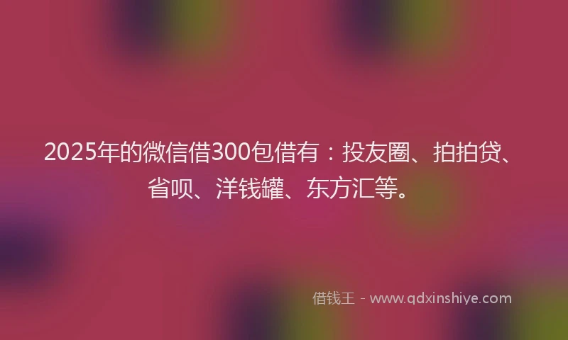 2025年的微信借300包借有：投友圈、拍拍贷、省呗、洋钱罐、东方汇等。