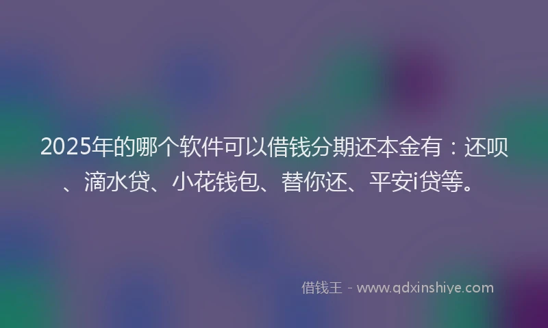 2025年的哪个软件可以借钱分期还本金有：还呗、滴水贷、小花钱包、替你还、平安i贷等。