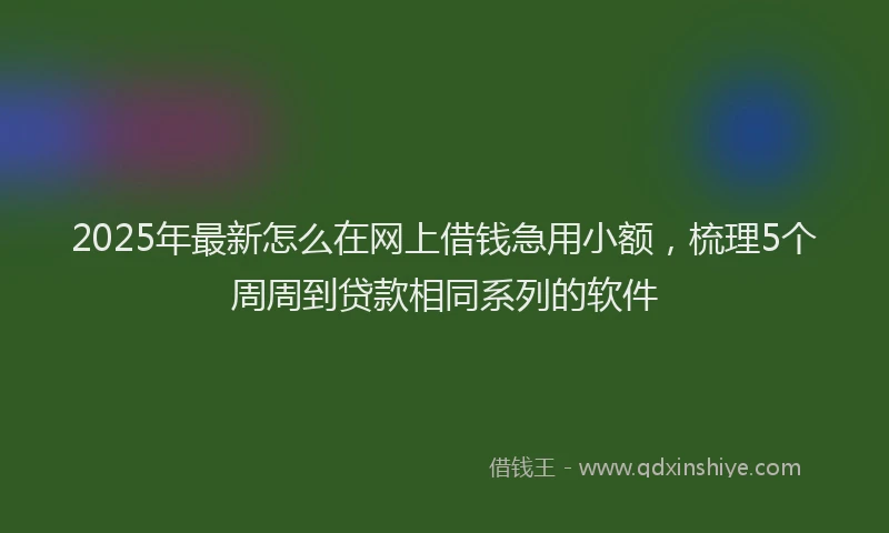 2025年最新怎么在网上借钱急用小额，梳理5个周周到贷款相同系列的软件