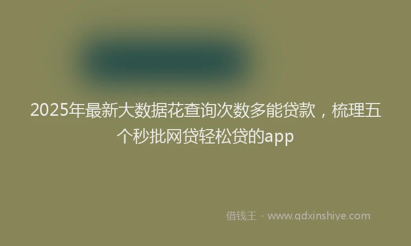 2025年最新大数据花查询次数多能贷款，梳理五个秒批网贷轻松贷的app