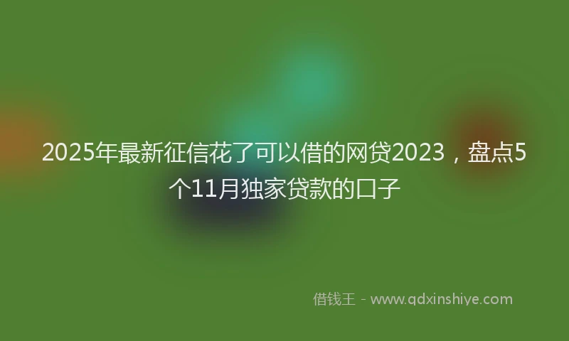 2025年最新征信花了可以借的网贷2023，盘点5个11月独家贷款的口子