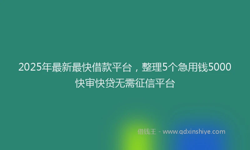 2025年最新最快借款平台，整理5个急用钱5000快审快贷无需征信平台