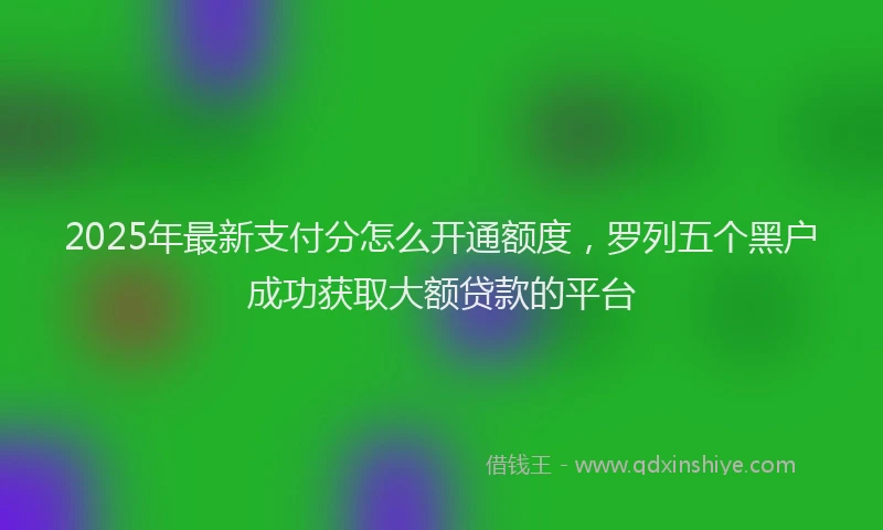 2025年最新支付分怎么开通额度，罗列五个黑户成功获取大额贷款的平台