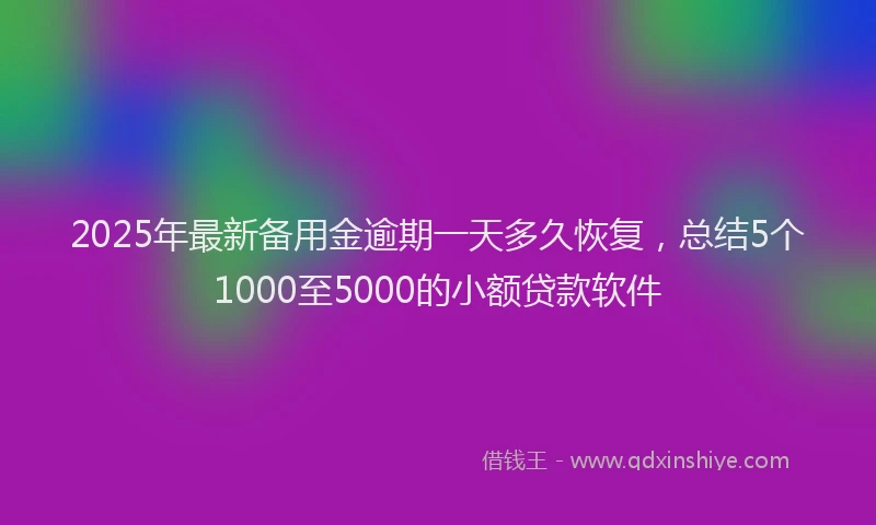 2025年最新备用金逾期一天多久恢复，总结5个1000至5000的小额贷款软件