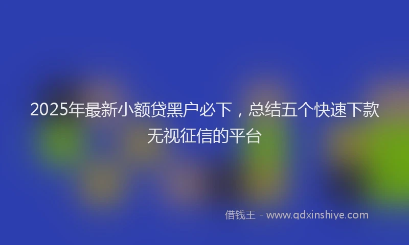2025年最新小额贷黑户必下，总结五个快速下款无视征信的平台