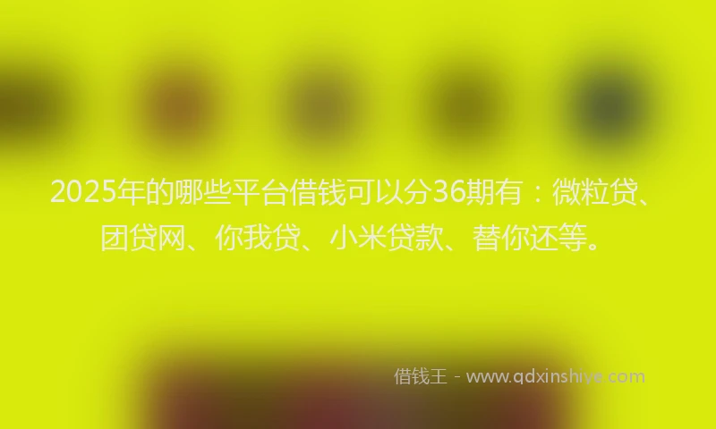 2025年的哪些平台借钱可以分36期有：微粒贷、团贷网、你我贷、小米贷款、替你还等。