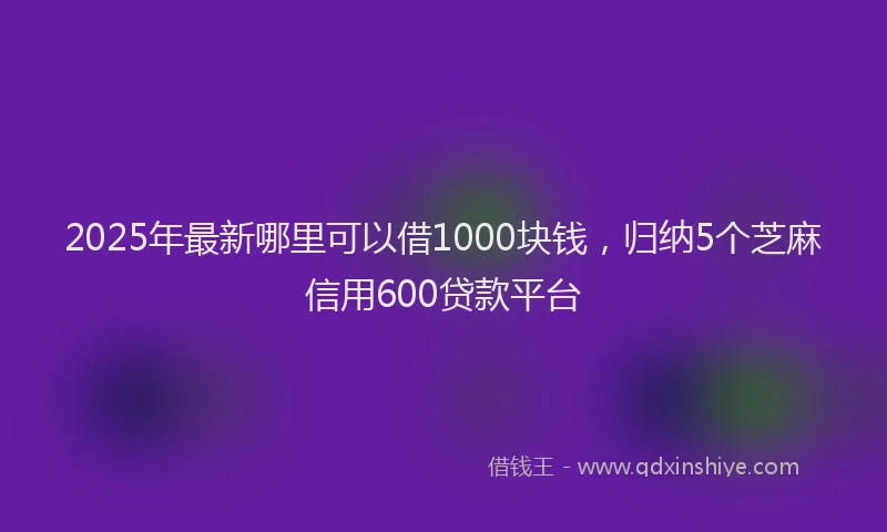2025年最新哪里可以借1000块钱，归纳5个芝麻信用600贷款平台