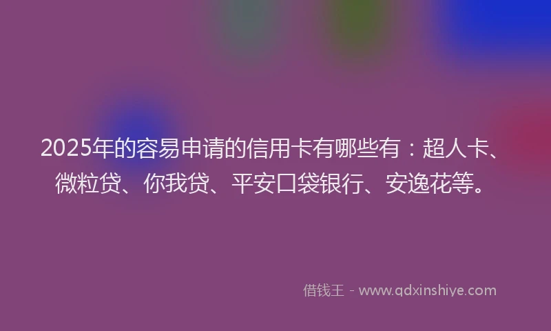 2025年的容易申请的信用卡有哪些有：超人卡、微粒贷、你我贷、平安口袋银行、安逸花等。