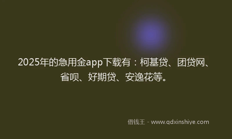 2025年的急用金app下载有：柯基贷、团贷网、省呗、好期贷、安逸花等。