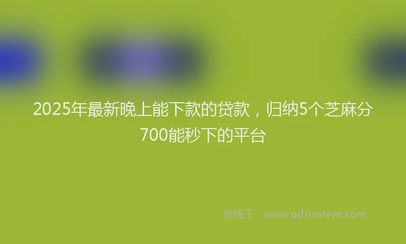 2025年最新晚上能下款的贷款，归纳5个芝麻分700能秒下的平台