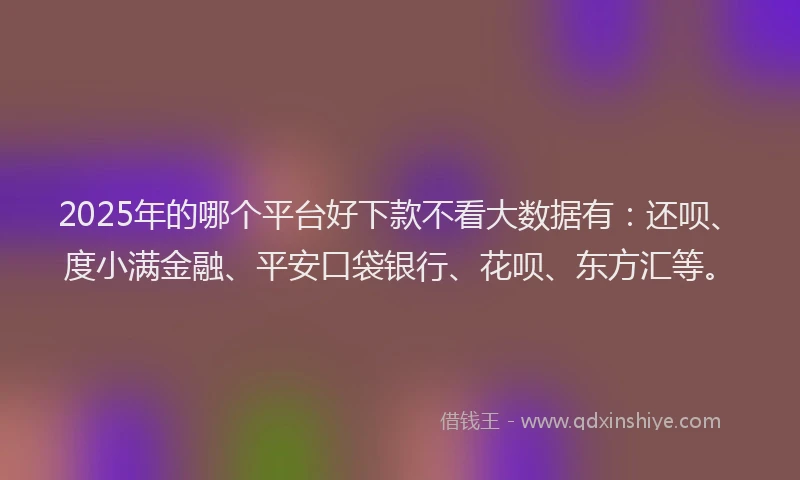 2025年的哪个平台好下款不看大数据有：还呗、度小满金融、平安口袋银行、花呗、东方汇等。