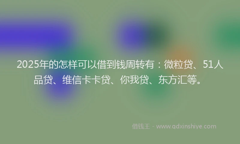 2025年的怎样可以借到钱周转有：微粒贷、51人品贷、维信卡卡贷、你我贷、东方汇等。