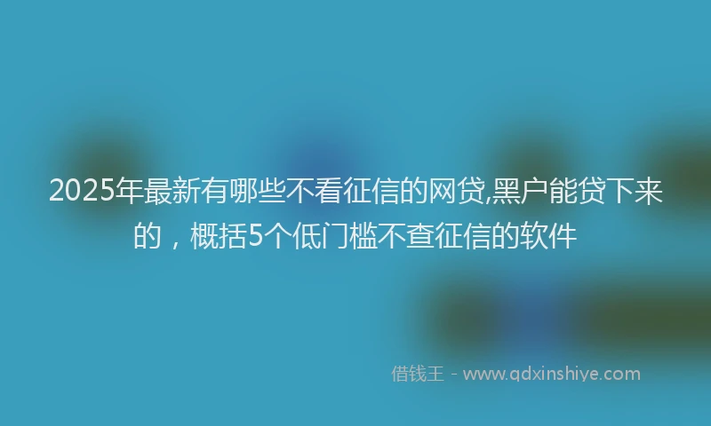 2025年最新有哪些不看征信的网贷,黑户能贷下来的，概括5个低门槛不查征信的软件