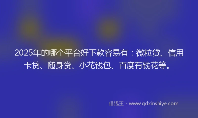 2025年的哪个平台好下款容易有：微粒贷、信用卡贷、随身贷、小花钱包、百度有钱花等。