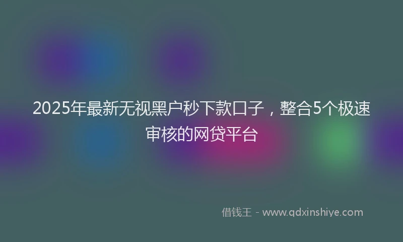 2025年最新无视黑户秒下款口子，整合5个极速审核的网贷平台