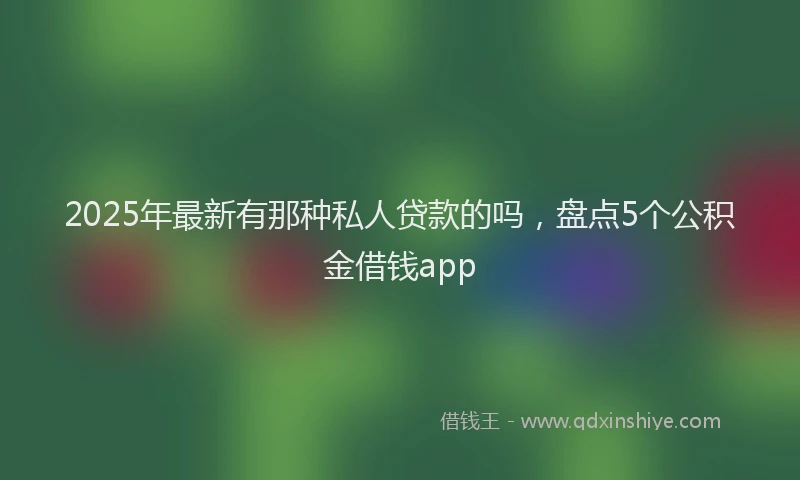 2025年最新有那种私人贷款的吗，盘点5个公积金借钱app