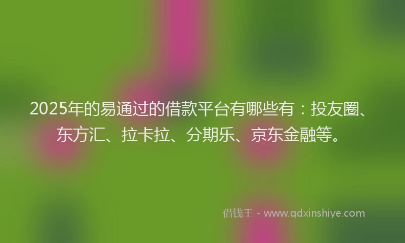 2025年的易通过的借款平台有哪些有：投友圈、东方汇、拉卡拉、分期乐、京东金融等。