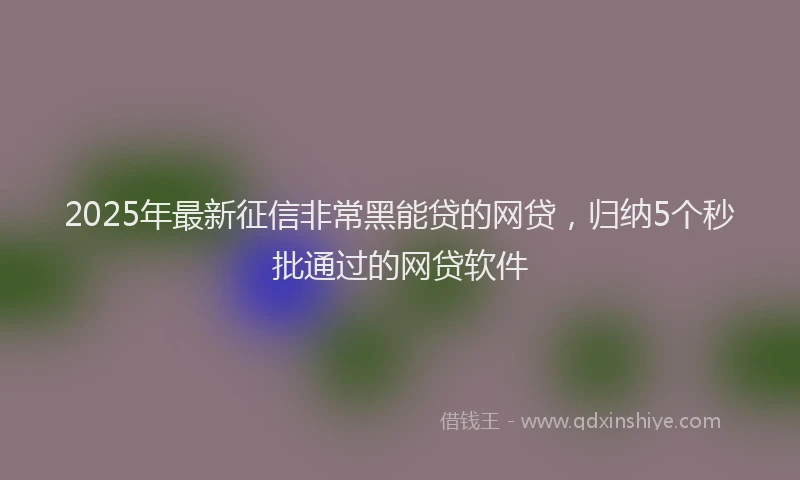 2025年最新征信非常黑能贷的网贷，归纳5个秒批通过的网贷软件