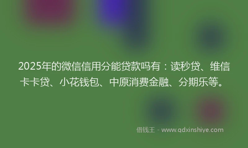 2025年的微信信用分能贷款吗有：读秒贷、维信卡卡贷、小花钱包、中原消费金融、分期乐等。