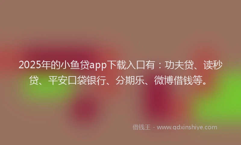 2025年的小鱼贷app下载入口有：功夫贷、读秒贷、平安口袋银行、分期乐、微博借钱等。