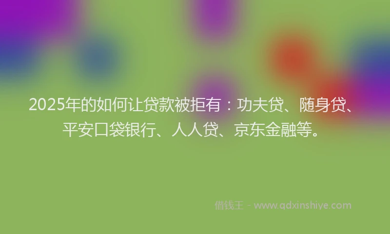 2025年的如何让贷款被拒有：功夫贷、随身贷、平安口袋银行、人人贷、京东金融等。