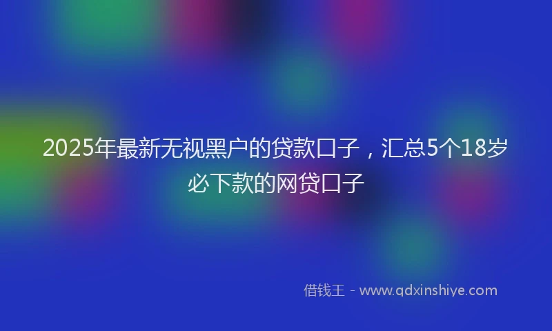 2025年最新无视黑户的贷款口子，汇总5个18岁必下款的网贷口子