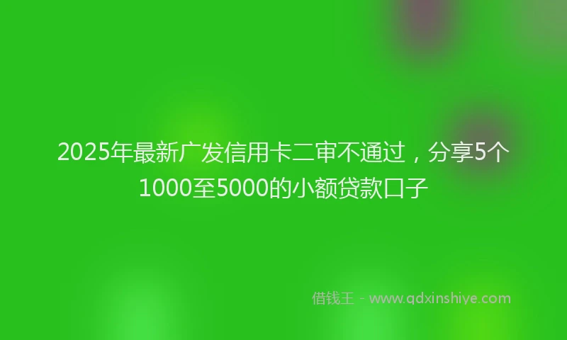 2025年最新广发信用卡二审不通过，分享5个1000至5000的小额贷款口子