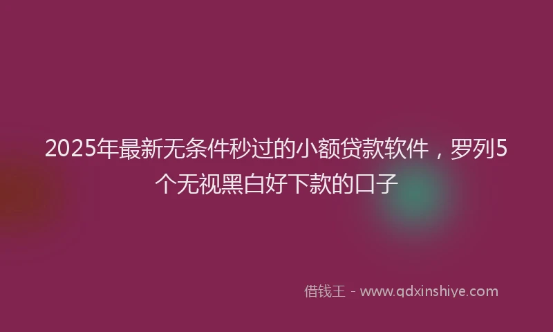 2025年最新无条件秒过的小额贷款软件，罗列5个无视黑白好下款的口子